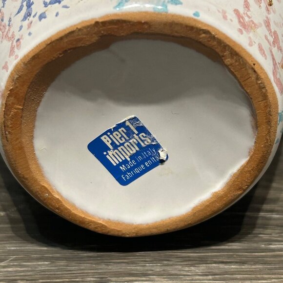 Vintage Pier 1 Italy Spongeware Ceramic Vase 10″ Pastel Speckled Home Decor 90's - Picture 6 of 8